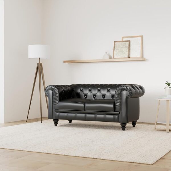 INTENSE DECO Canapé Chesterfield 2 Places Regency Noir