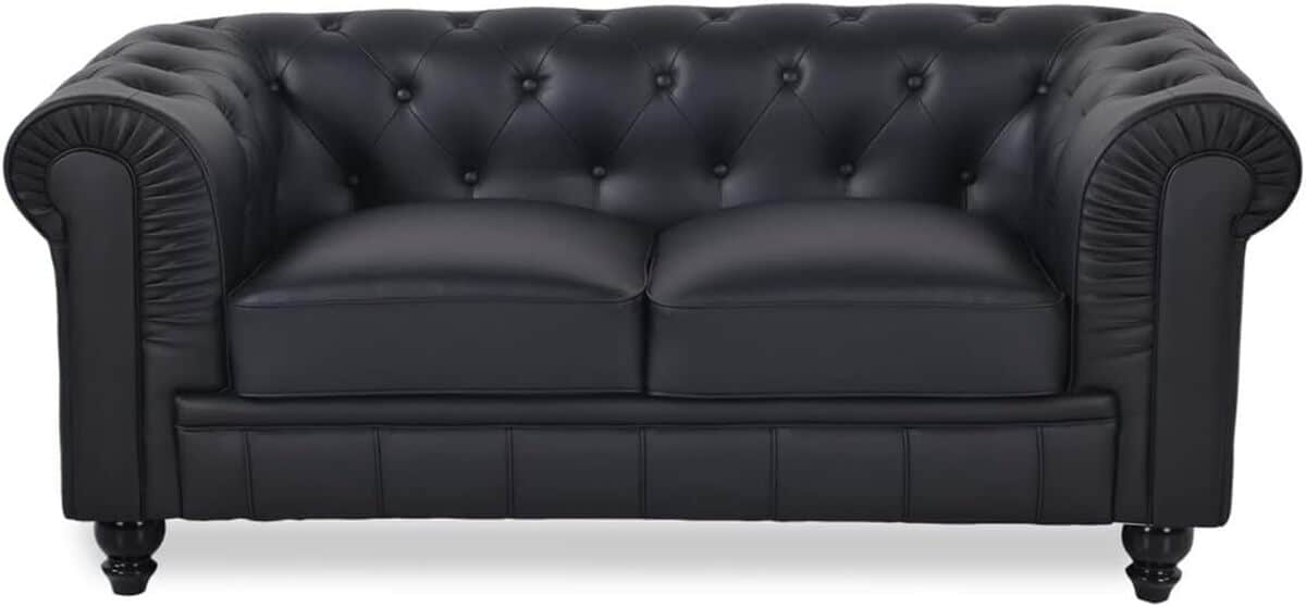 Avis : canapé Chesterfield Regency noir 2 places