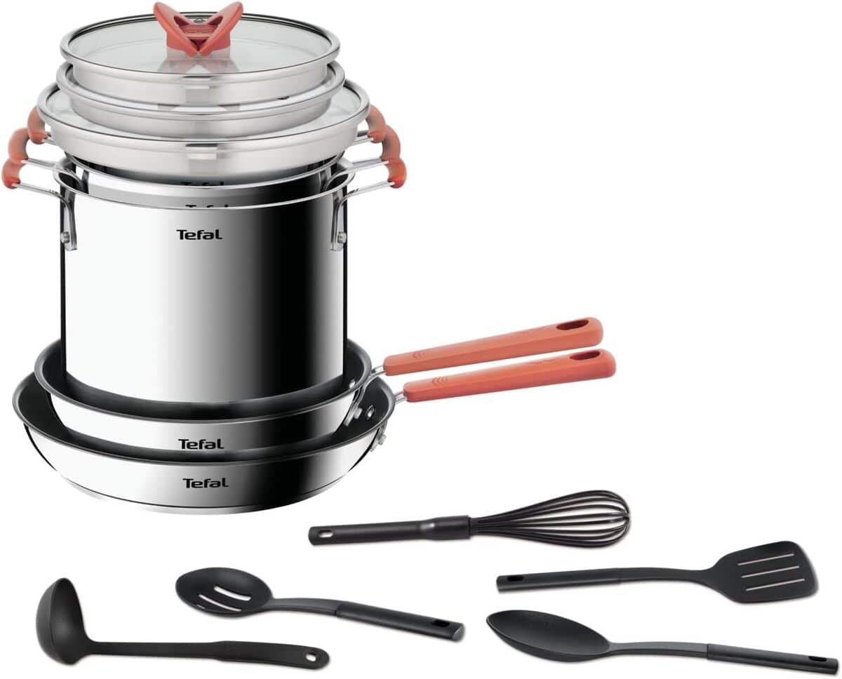 Test de la batterie de cuisine Tefal Opti'Space 13 pièces en acier inoxydable
