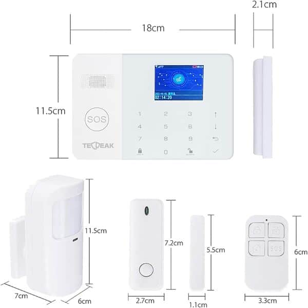 Kit di Alarme pour Maison sans Fil, TECPEAK Wi-FI/GSM Alarme avec sirène de sécurité fournit Un Moyen très Efficace pour protéger Votre Maison et Votre Bureau