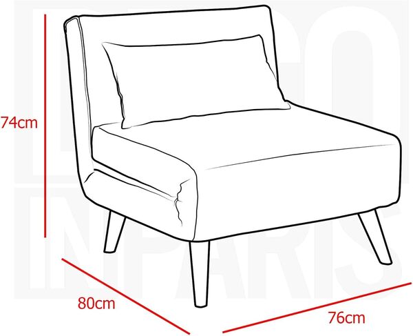 DecoInParis Fauteuil Convertible en Tissu Tonka (Bleu)