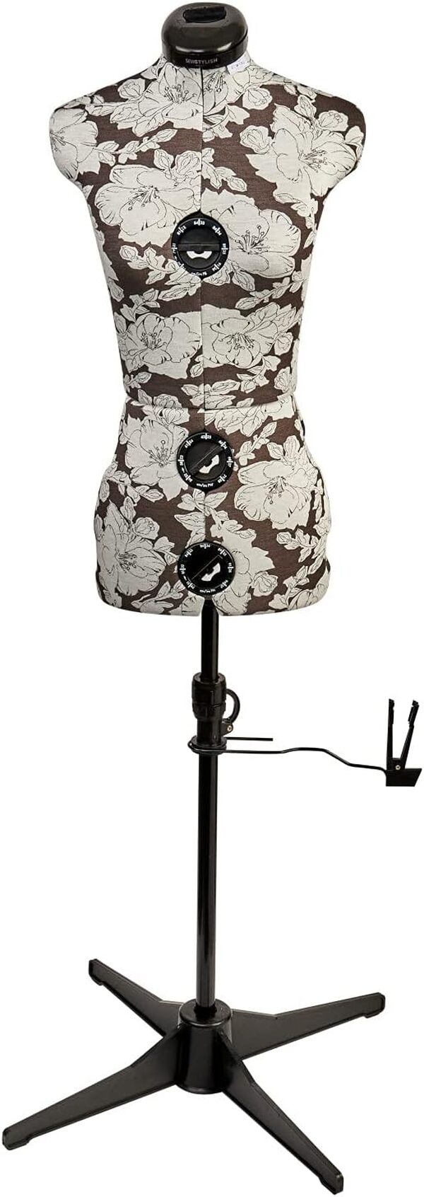 Mannequin Couture Réglable, Motif à Hollyhock Gris | Très Petite (XS) [Taille EUR 34 à 38]