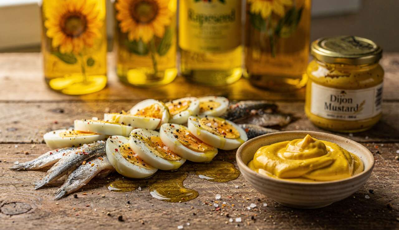 Recette d'œufs, anchois et mayonnaise au curcuma simples et rapides