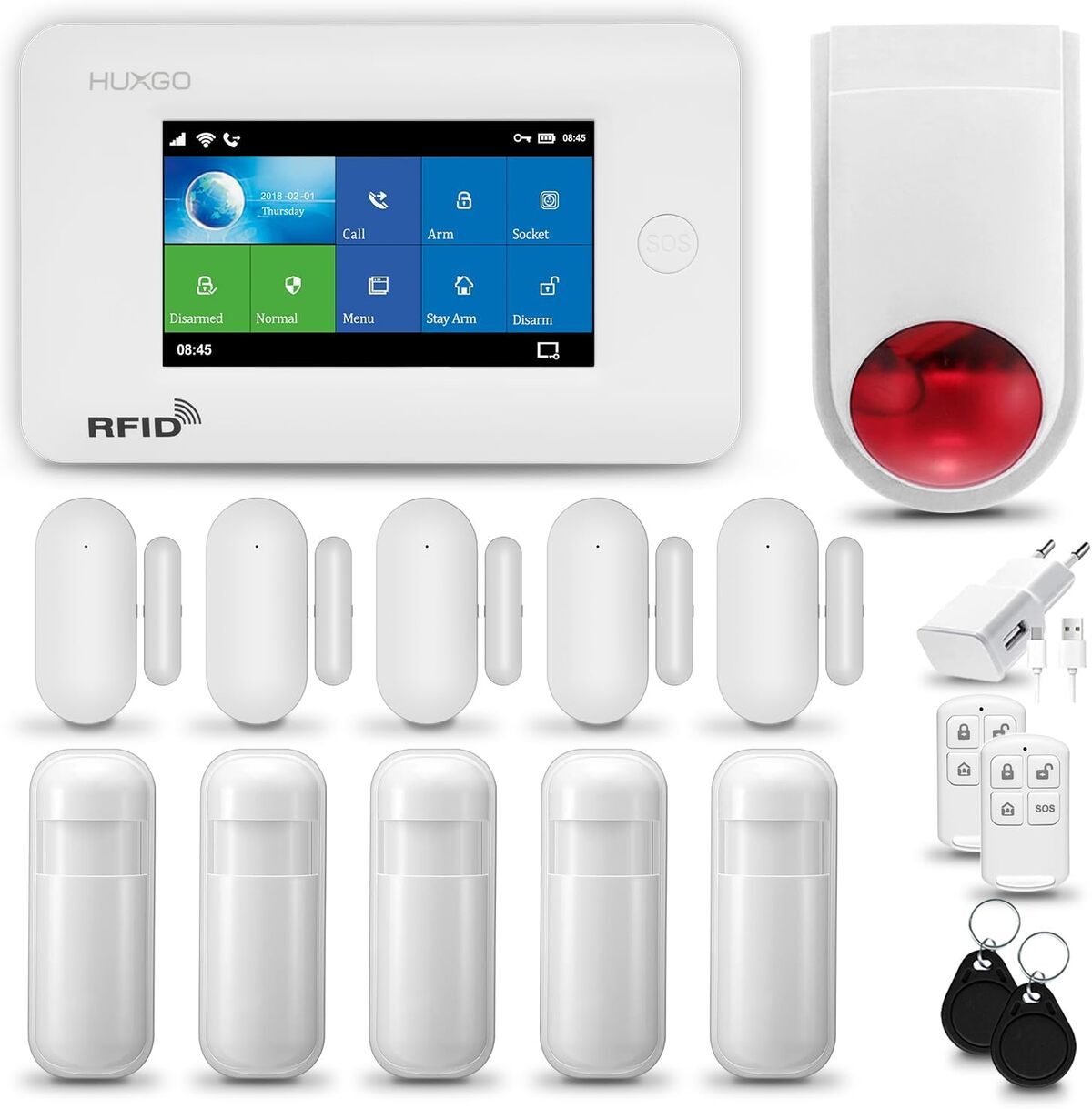 Test alarme maison HUXGO HXA006 : sécurité WiFi + GSM avec 5 détecteurs de mouvement