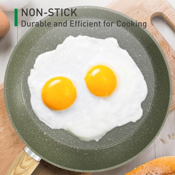 Kitchen Academy 17 Pièces Poêles et Casseroles à Induction Revêtement en Granit Antiadhésive Batterie de Cuisine à Induction, Cuisinières non Toxique avec Couvercles En Verre (Vert, 17 Pièces)