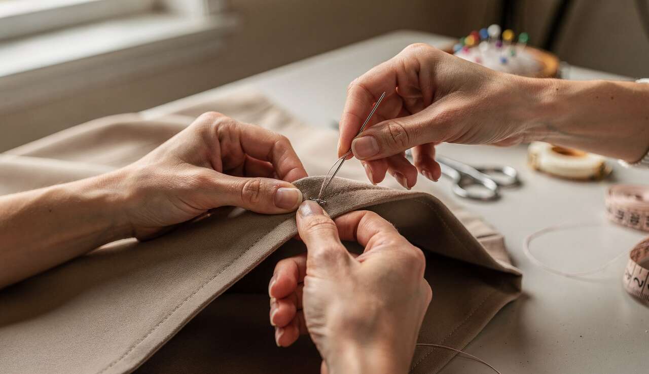 Couture invisible à la main : technique pour les doublures
