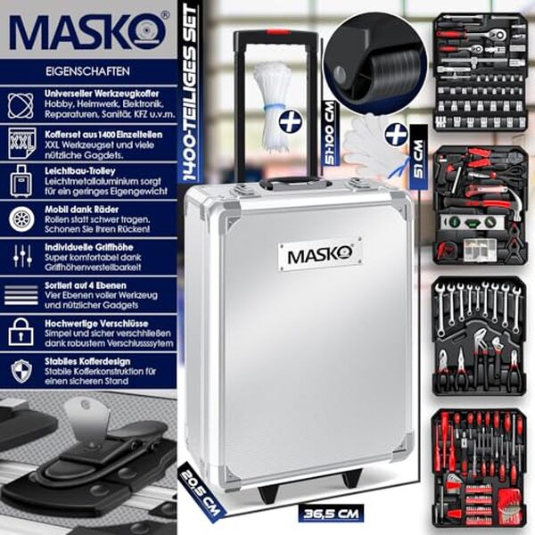 Découvrez notre test détaillé de la valise à outils 969 pièces MASKO® : performance, praticité et mobilité au rendez-vous pour les bricoleurs exigeants.