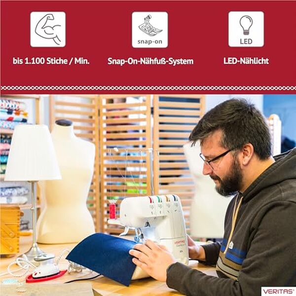 Découvrez la surjeteuse Veritas Elastica : polyvalence, efficacité et coutures parfaites au rendez-vous, indispensable pour les passionnés de couture.