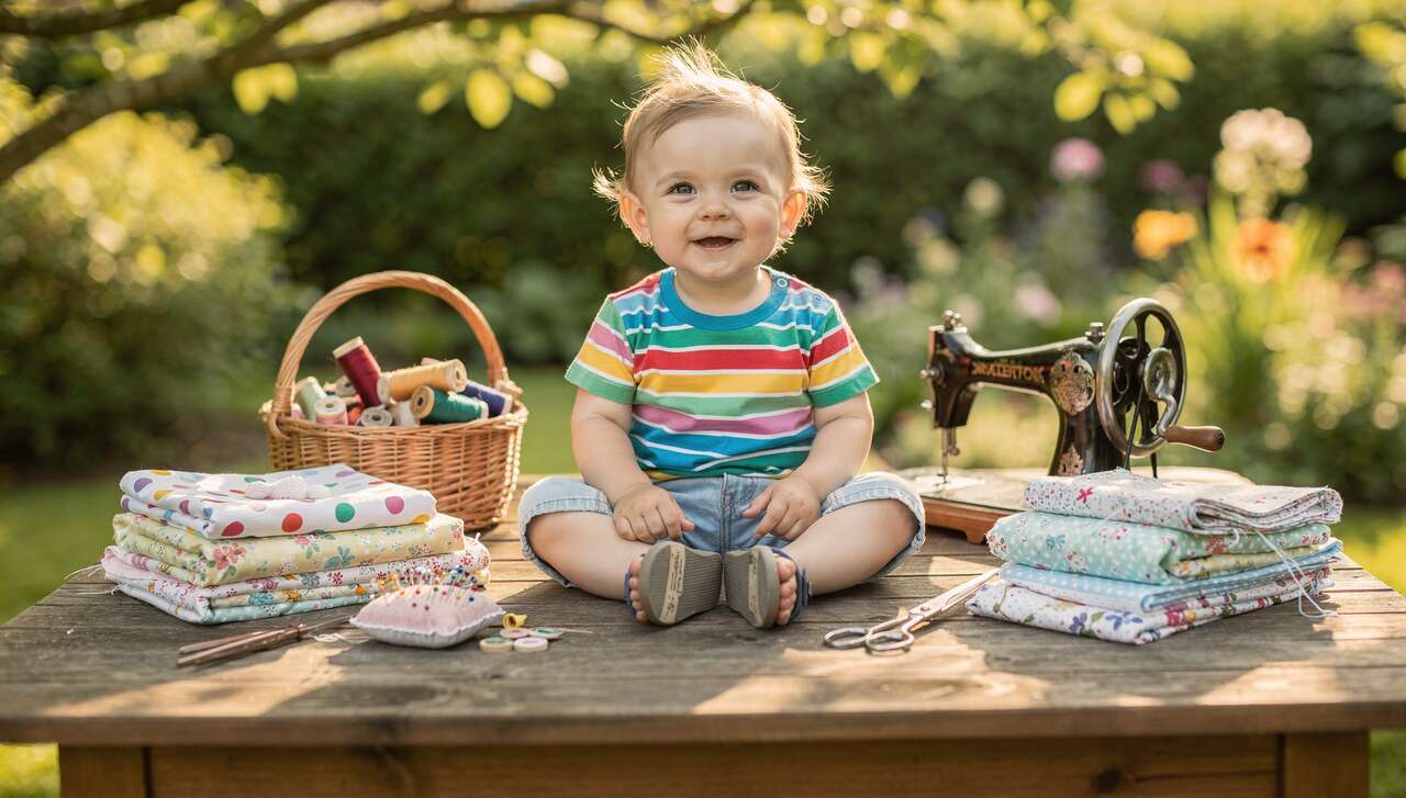 Premières coutures d'été pour Baptiste, 2 ans et demi