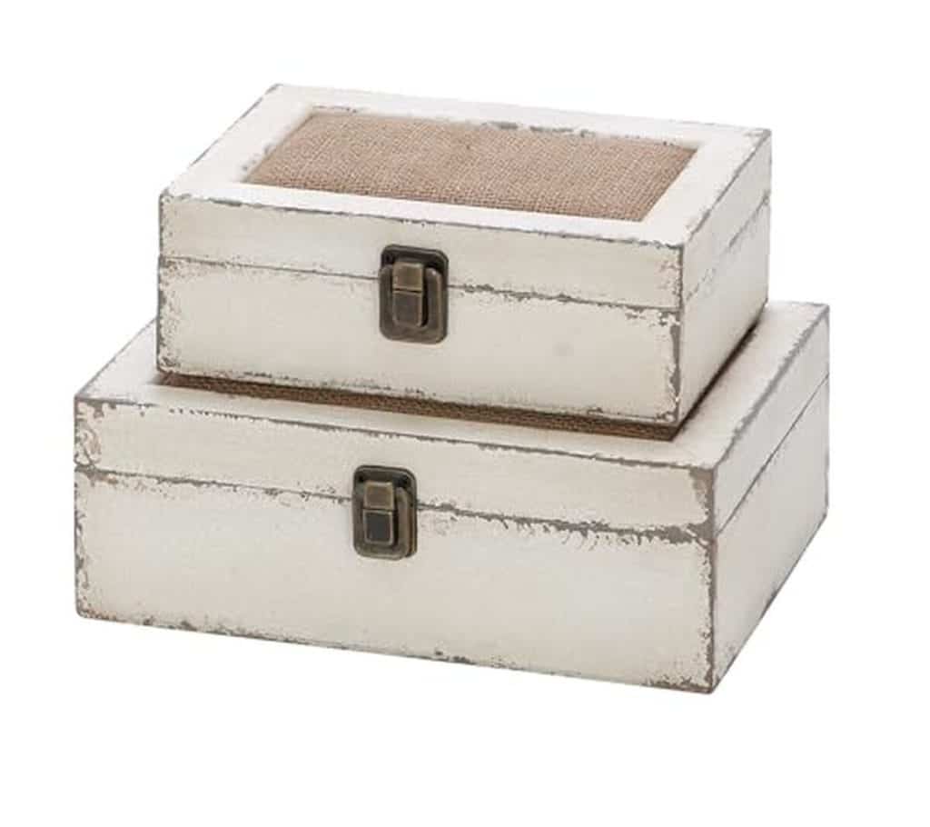 Avis : set de 2 boîtes en bois blanc Deco 79, 10x8 pouces
