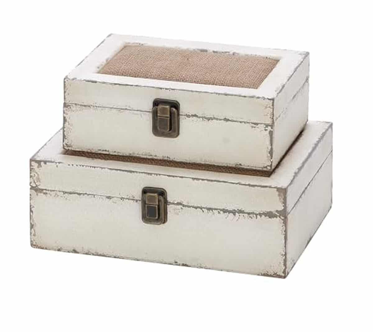 Avis : set de 2 boîtes en bois blanc Deco 79, 10x8 pouces