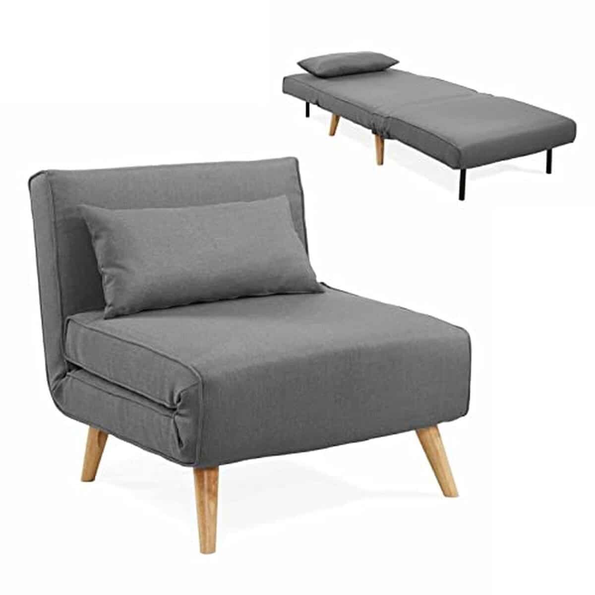 Avis sur le fauteuil convertible en tissu gris Maora de Mobilier-Deco