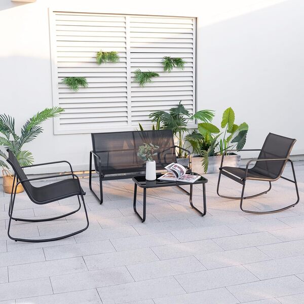 Découvrez notre test complet du salon de jardin Costway 4 pièces : style, confort et fonctionnalité avec ses chaises à bascule noir. Profitez au mieux de vos moments de détente en plein air.