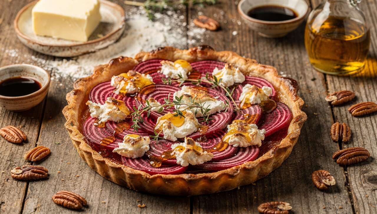 Recette tarte rustique à la betterave Chioggia