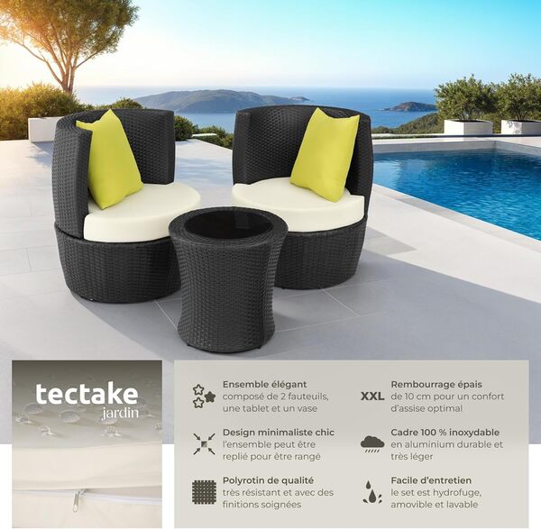 Découvrez notre avis complet sur le salon de jardin encastrable 2 personnes de TecTake®. Confort, design et durabilité au rendez-vous pour votre espace extérieur.